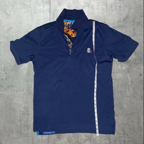 Robert Graham Skull Polo Shirt Men's S Classic‎ Fit Designer Golf Blue MSRP $98 - Picture 7 of 8